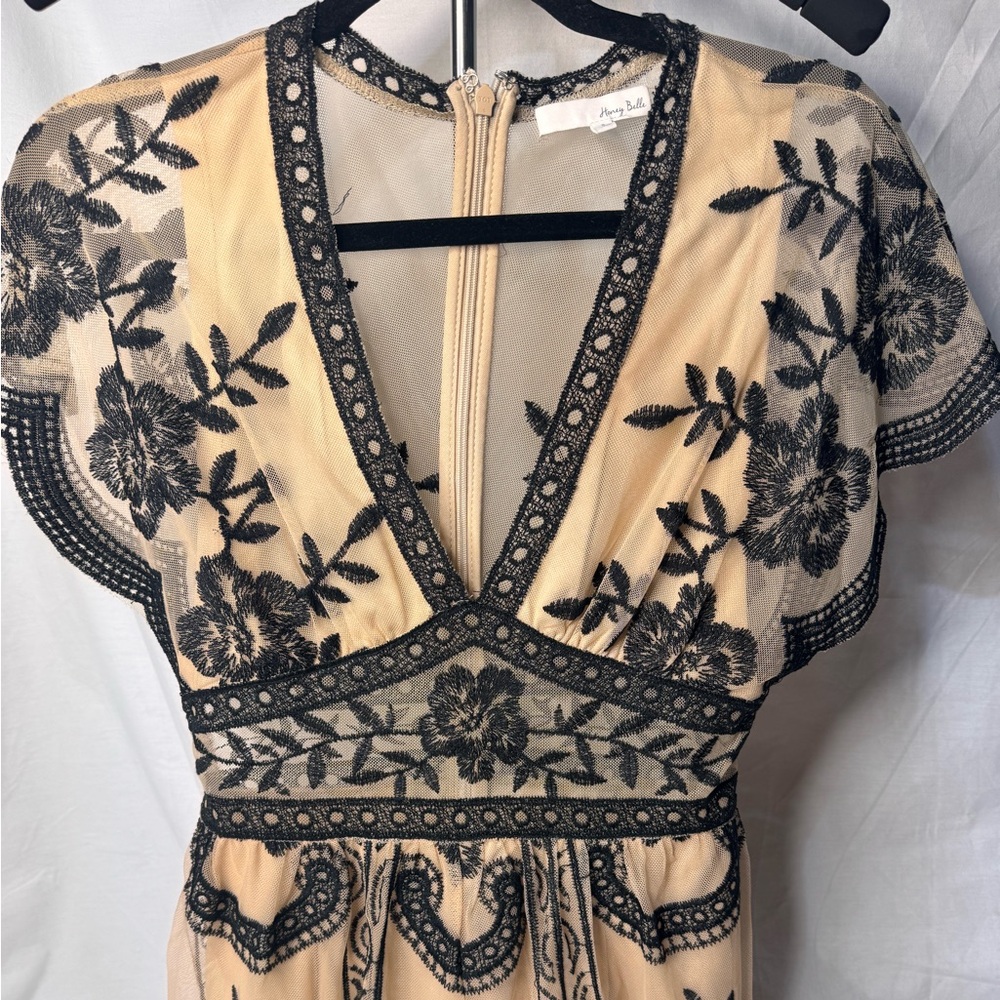 Honey Belle Cream and Black Lace Detail skort set one piece size small